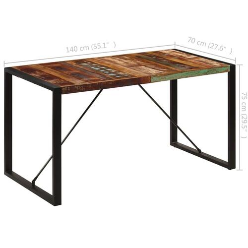 Spisebord 140x70x75 cm massivt genbrugstræ