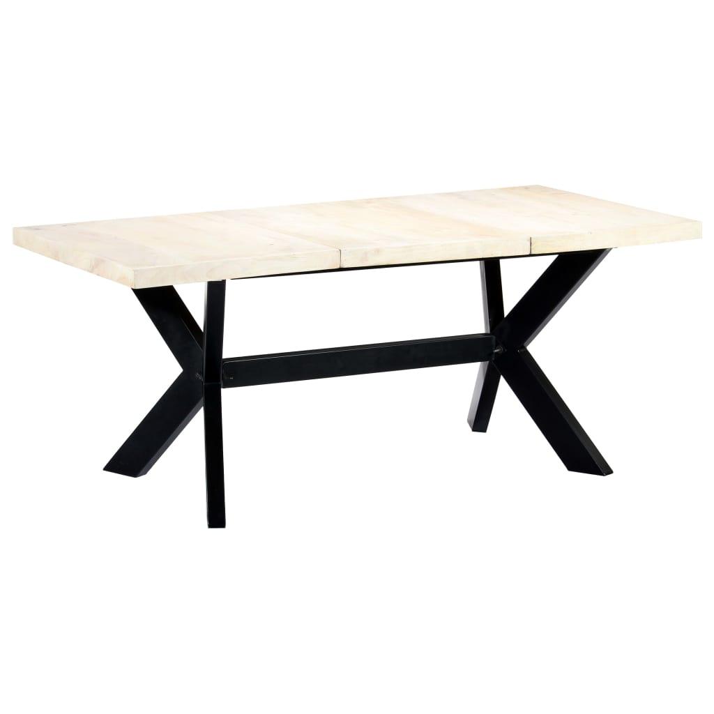 Spisebord 180 x 90 x 75 cm massivt mangotræ hvid