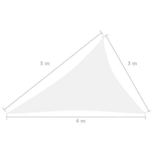 Solsejl 3x4x5 m trekantet oxfordstof hvid
