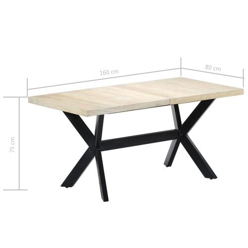 Spisebord 160 x 80 x 75 cm massivt mangotræ hvid