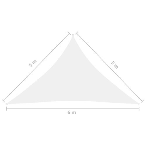 Solsejl 5x5x6 m trekantet oxfordstof hvid