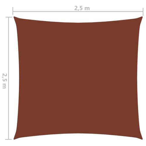 Solsejl 2,5x2,5 m firkantet oxfordstof terrakotta