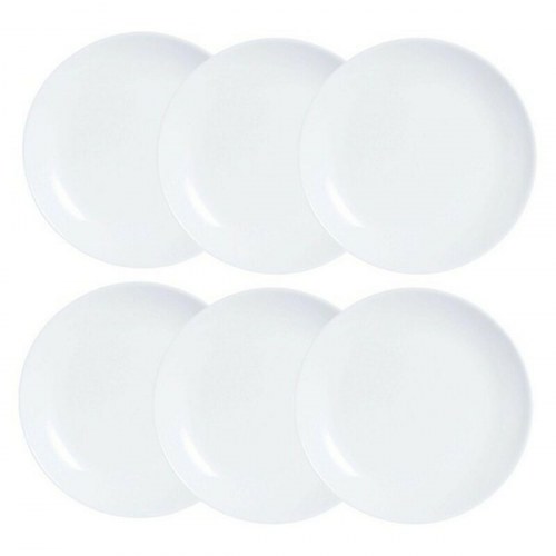 Luminarc Diwali assietter 6 stk - hvidt glas, Ø 19 cm
