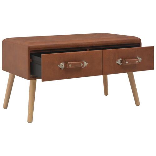 Sofabord brun 80 x 40 x 46 cm kunstlæder