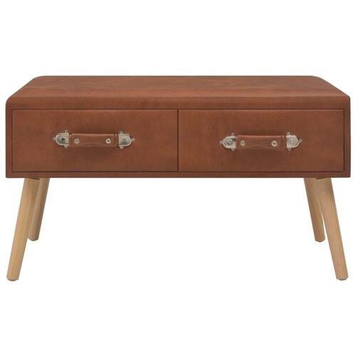 Sofabord brun 80 x 40 x 46 cm kunstlæder