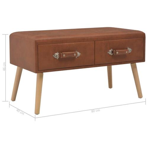 Sofabord brun 80 x 40 x 46 cm kunstlæder