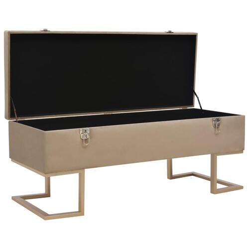Bænk med opbevaringsrum 105 cm fløjl beige