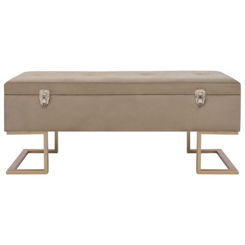Bænk med opbevaringsrum 105 cm fløjl beige