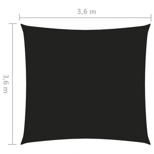 Solsejl 3,6 × 3,6 m - firkantet, sort oxfordstof