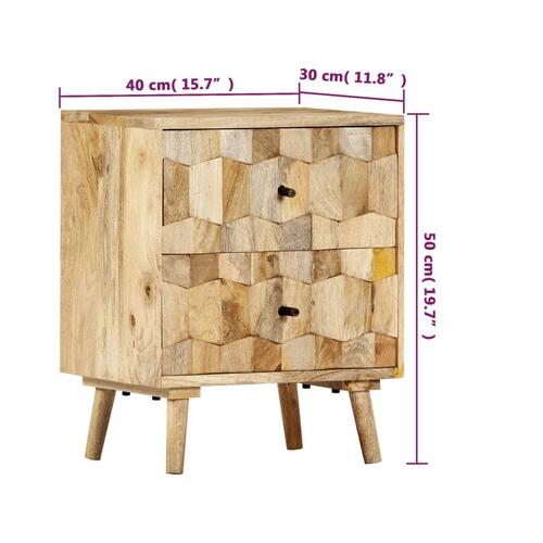 Sengebord 40x30x50 cm massivt mangotræ