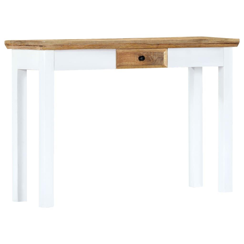 Konsolbord 110 x 35 x 75 cm massivt mangotræ hvid og brun