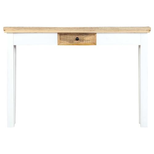 Konsolbord 110 x 35 x 75 cm massivt mangotræ hvid og brun