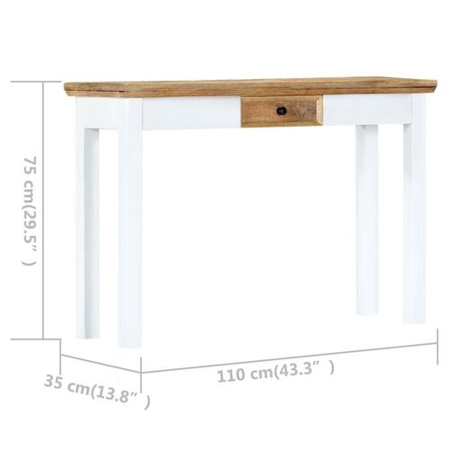 Konsolbord 110 x 35 x 75 cm massivt mangotræ hvid og brun