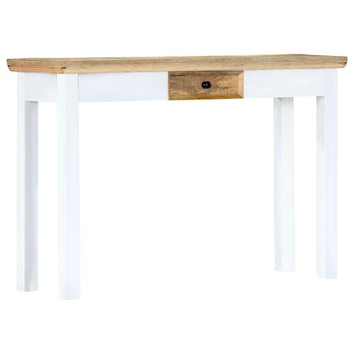 Konsolbord 110 x 35 x 75 cm massivt mangotræ hvid og brun