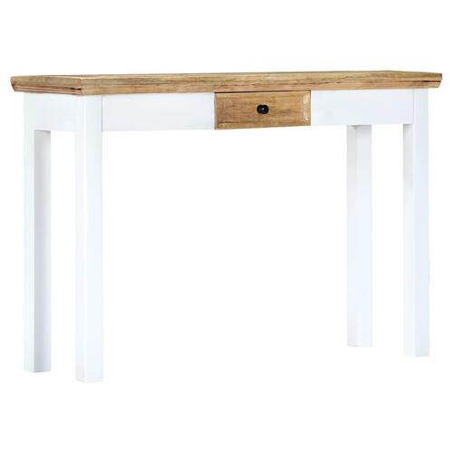 Konsolbord 110 x 35 x 75 cm massivt mangotræ hvid og brun