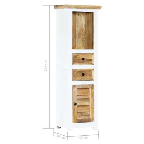 Højskab 40x30x128 cm massivt ru mangotræ hvid og brun