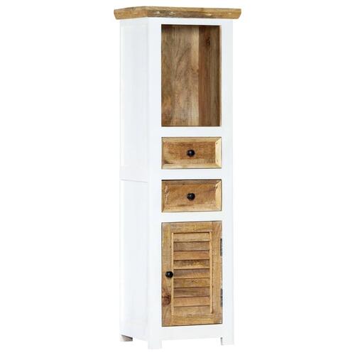 Højskab 40x30x128 cm massivt ru mangotræ hvid og brun
