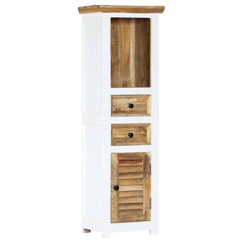 Højskab 40x30x128 cm massivt ru mangotræ hvid og brun