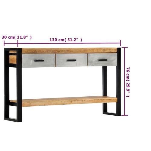 Konsolbord 130x30x76 cm massivt mangotræ