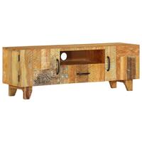 Håndskåret tv-skab 120x30x40 cm massivt genbrugstræ