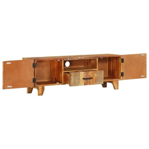Håndskåret tv-skab 120x30x40 cm massivt genbrugstræ
