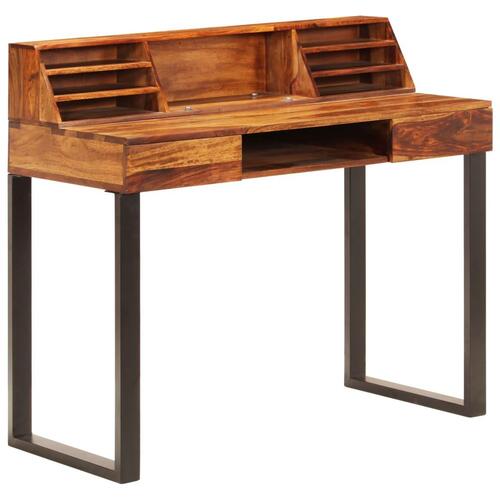 Skrivebord massivt sheeshamtræ og stål 110 x 50 x 94 cm