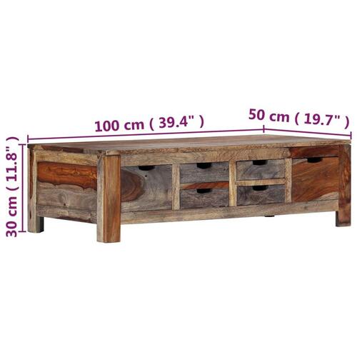 Sofabord 100x50x30 cm massivt sheeshamtræ grå