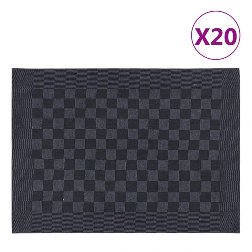 Viskestykker 20 stk. 50x70 cm bomuld sort og grå