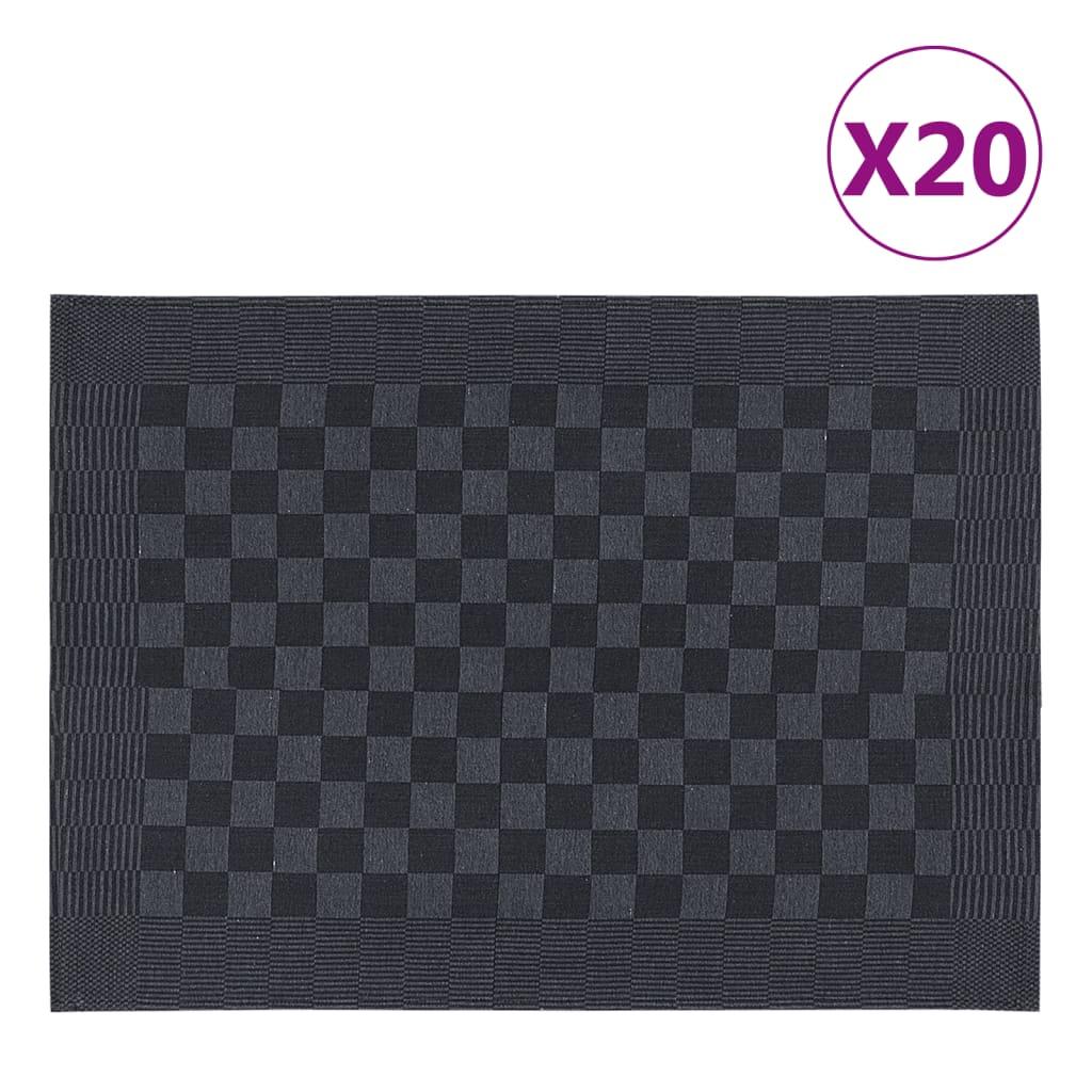 Viskestykker 20 stk. 50x70 cm bomuld sort og grå