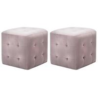 Sengeskabe 2 stk. 30 x 30 x 30 cm fløjlsstof pink