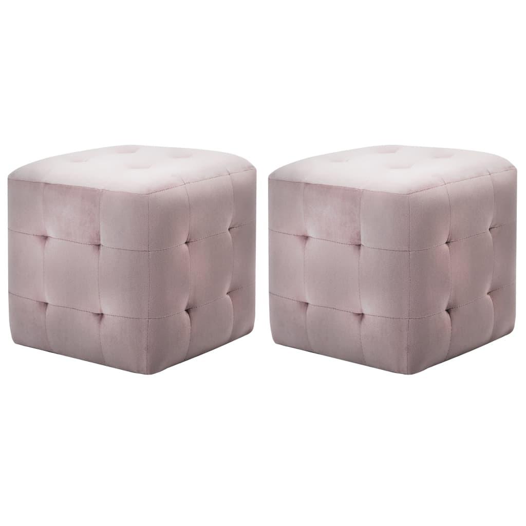Sengeskabe 2 stk. 30 x 30 x 30 cm fløjlsstof pink