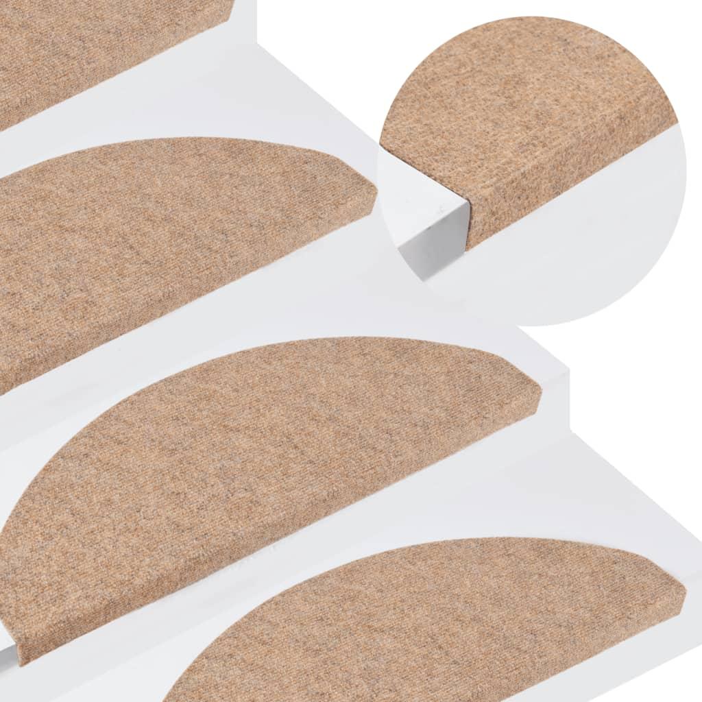 Trappemåtter 15 stk. 65x22,5x3,5 cm selvklæbende beige