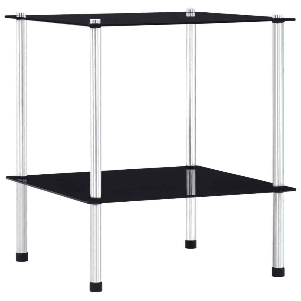 Reol 2 hylder 40x40x47 cm hærdet glas sort