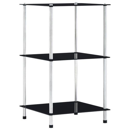 Reol 3 hylder 40x40x67 cm hærdet glas sort