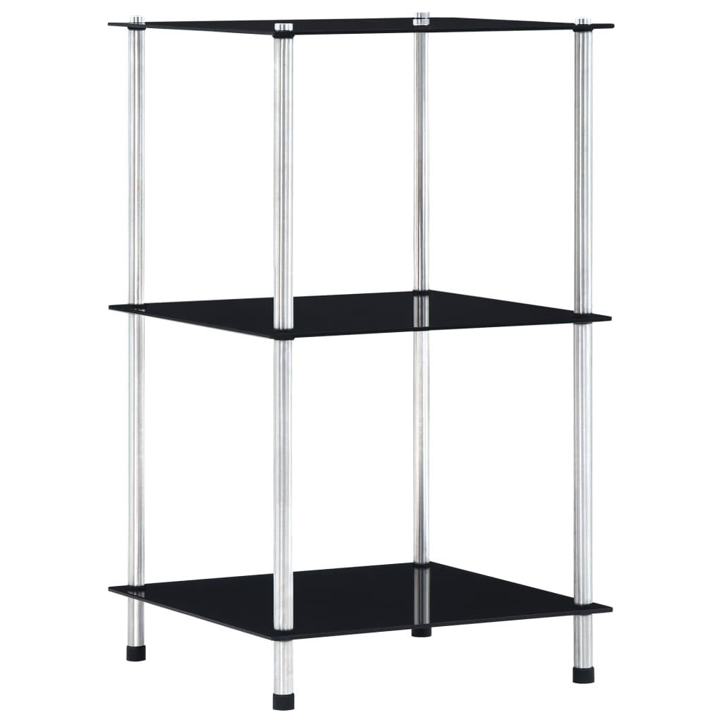 Reol 3 hylder 40x40x67 cm hærdet glas sort
