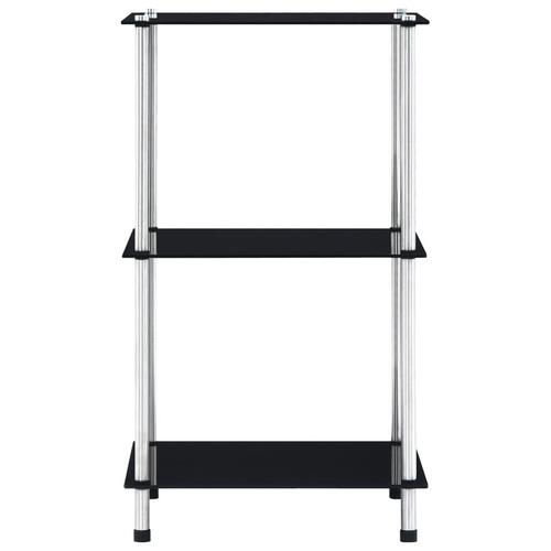 Reol 3 hylder 40x40x67 cm hærdet glas sort