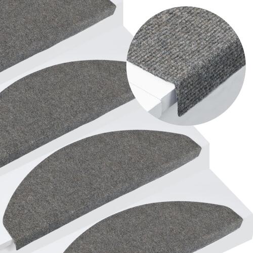 Trappemåtter 15 stk. 65x22,5x3,5 cm selvklæbende grå