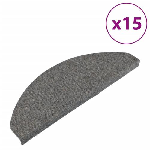 Trappemåtter 15 stk. 65x22,5x3,5 cm selvklæbende grå