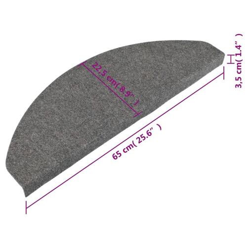 Trappemåtter 15 stk. 65x22,5x3,5 cm selvklæbende grå