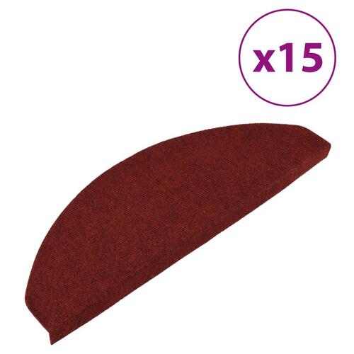 Trappemåtter 15 stk. 65x22,5x3,5 cm selvklæbende rød
