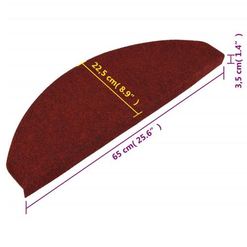 Trappemåtter 15 stk. 65x22,5x3,5 cm selvklæbende rød