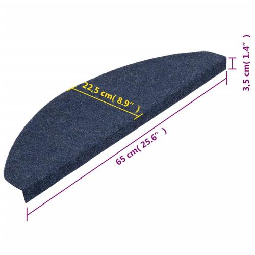 Trappemåtter 15 stk. 65x22,5x3,5 cm selvklæbende blå
