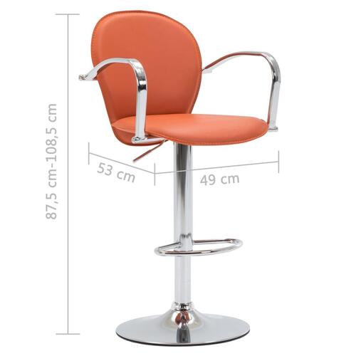 Barstole med armlæn 2 stk. kunstlæder orange