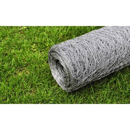 Hønsenet sekskantet 1 x 25 m galvaniseret stål sølvfarvet