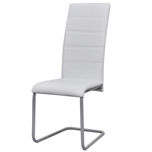 Spisebordsstole med cantilever 6 stk. kunstlæder hvid