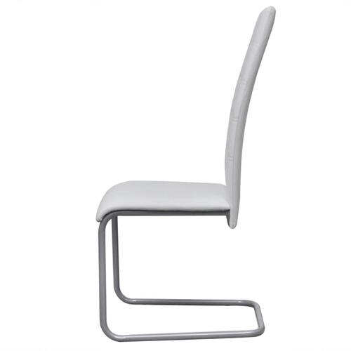 Spisebordsstole med cantilever 6 stk. kunstlæder hvid