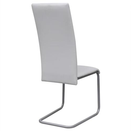 Spisebordsstole med cantilever 6 stk. kunstlæder hvid