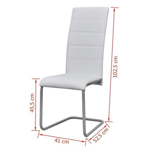 Spisebordsstole med cantilever 6 stk. kunstlæder hvid