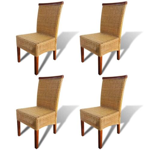 Spisebordsstole 4 stk. naturlig rattan brun