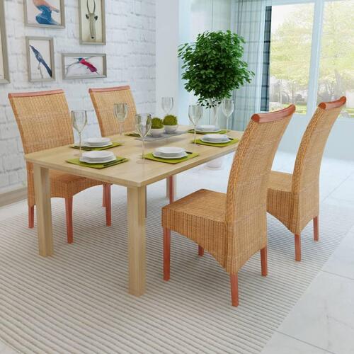 Spisebordsstole 4 stk. naturlig rattan brun